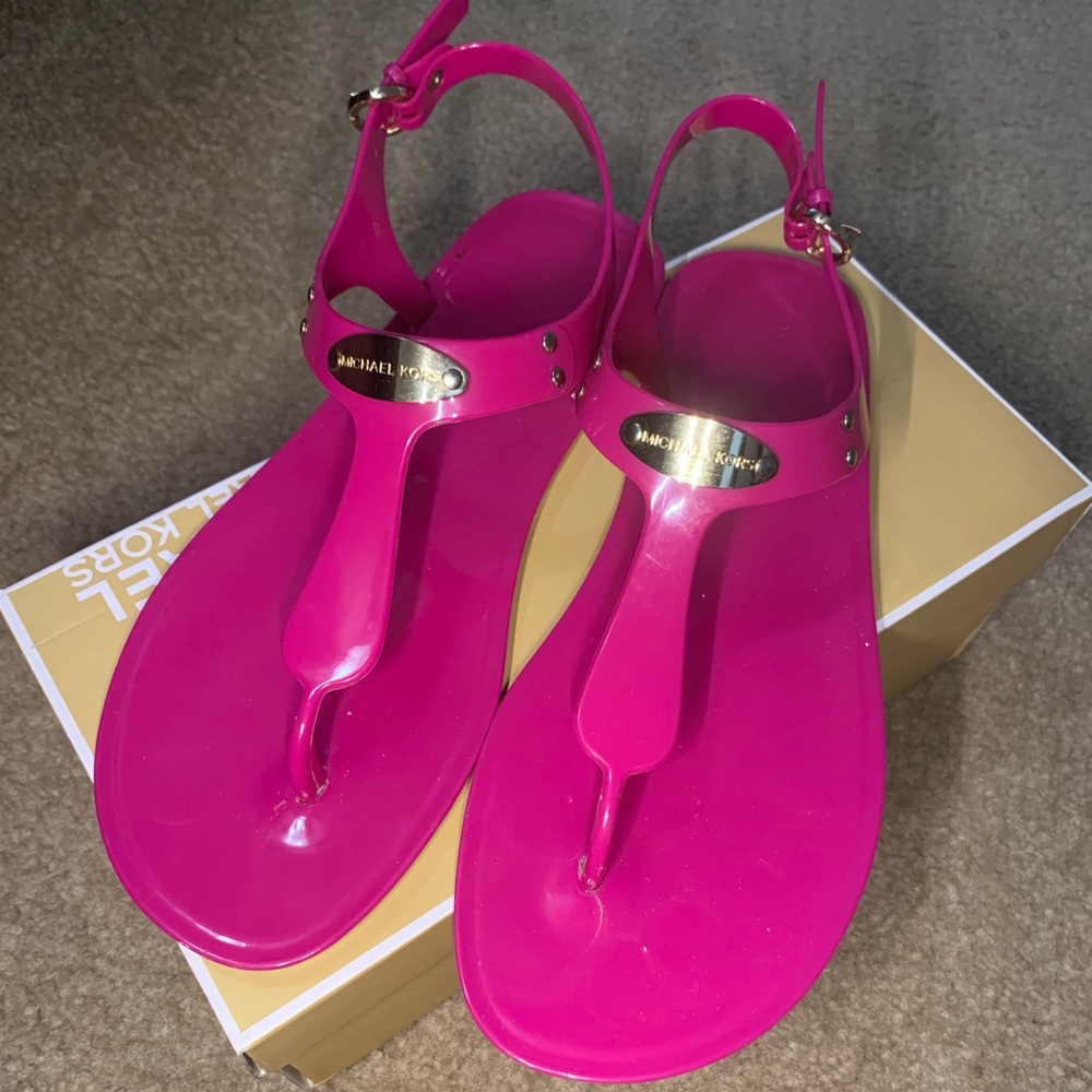 Michael Michael Kors hot pink & tan sandals 9.5